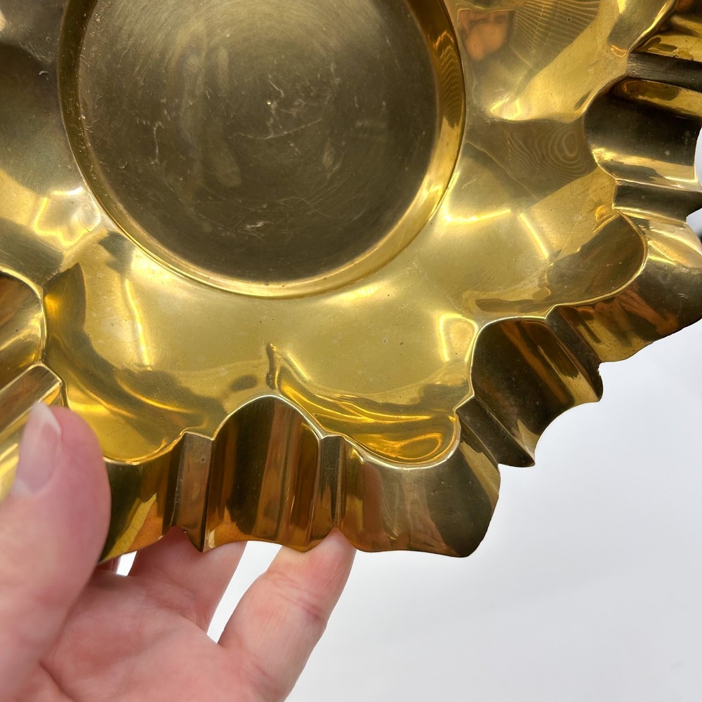 Vintage Brass Gold Tone Cigar Ashtray Mid Century Star Burst Hollywood Regency - Picture 6 of 16